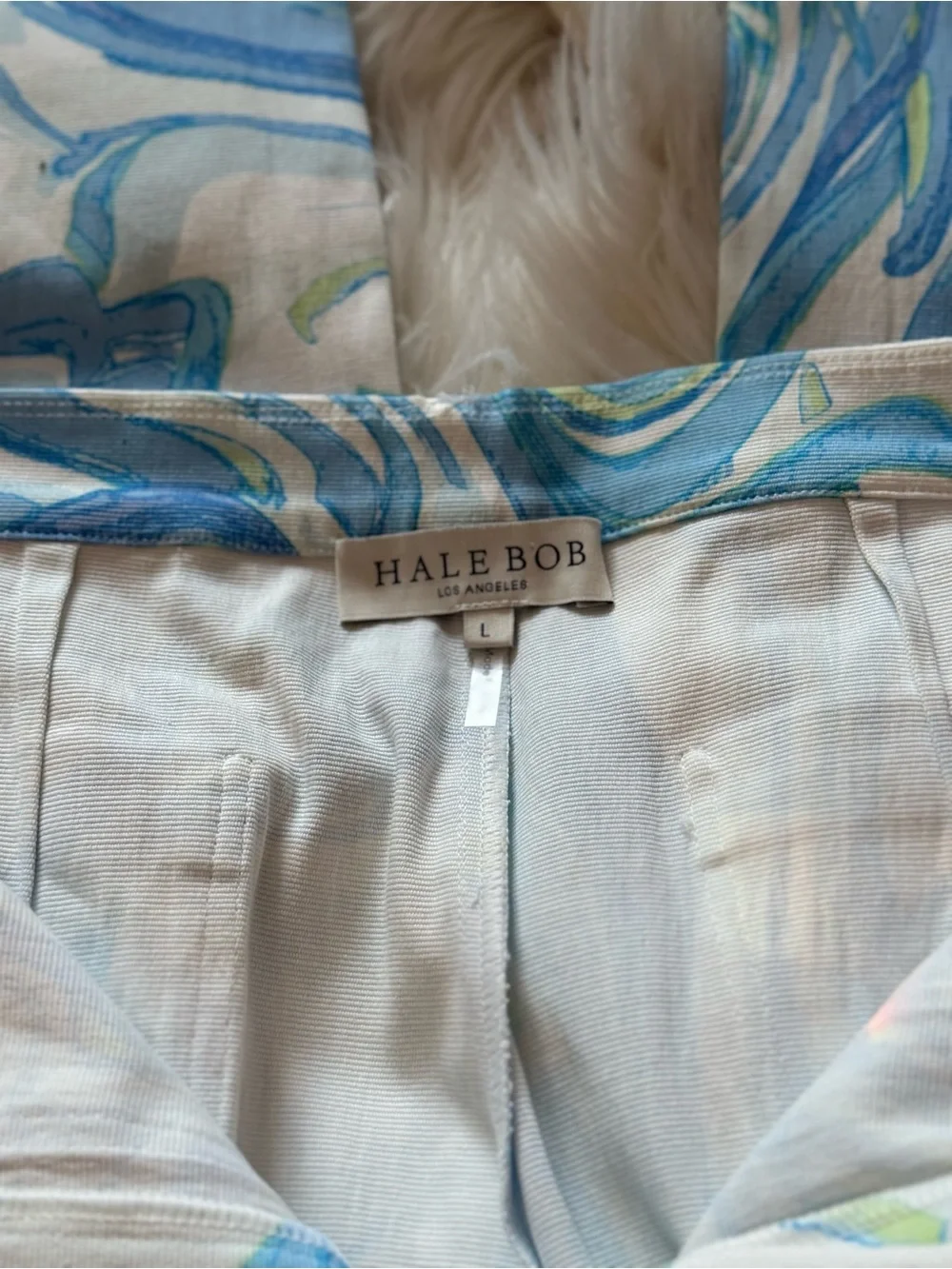 Hale Bob Los Angeles Retro Swirl Print Pants Abstract Blue Green Pucci Style L - Picture 2 of 5
